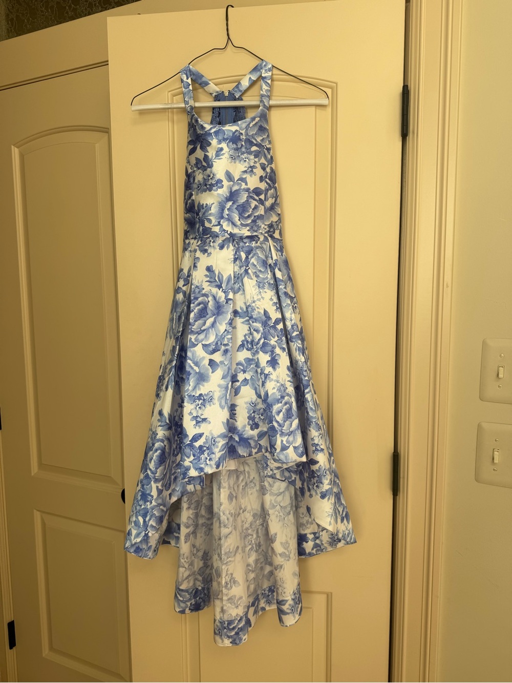 Speechless White and Blue Floral High-Low Girls' Dress